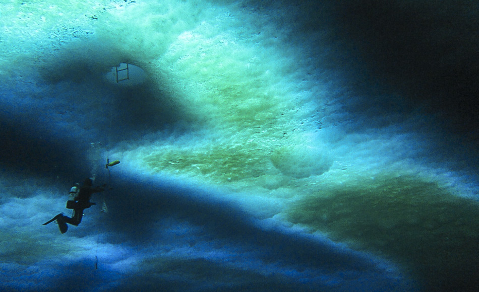 Schnee auf dem Eis reduziert die Verfügbarkeit von Licht in bestimmten Regionen und wirkt sich damit nachteilig auf das Wachstum der Algen aus. (Bild: Andrew Thurber - Tiefsee- und Polarbiologie. Ein Forschungsblog über Polar- und Tiefseeforschung)